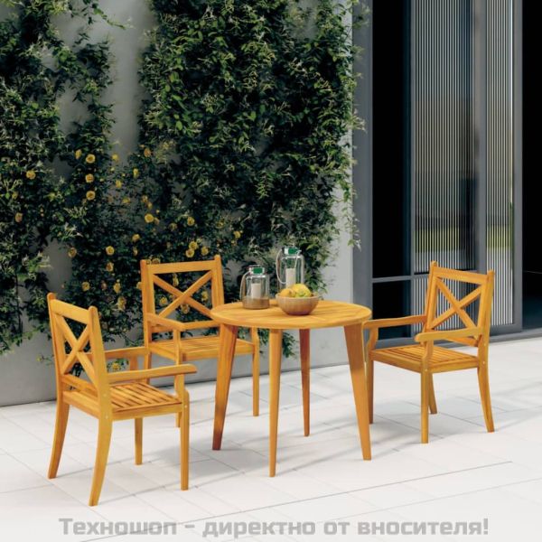 Градински трапезни столове, 3 бр, акация масив