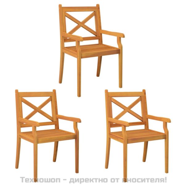 Градински трапезни столове, 3 бр, акация масив