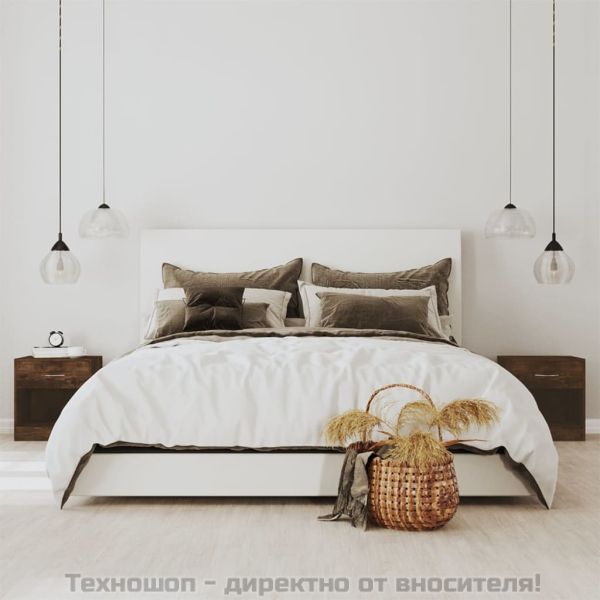 Нощни шкафчета, 2 бр, с чекмеджета, опушен дъб