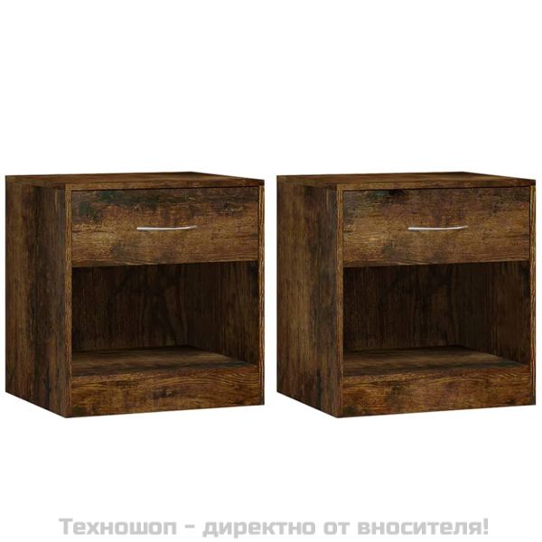 Нощни шкафчета, 2 бр, с чекмеджета, опушен дъб