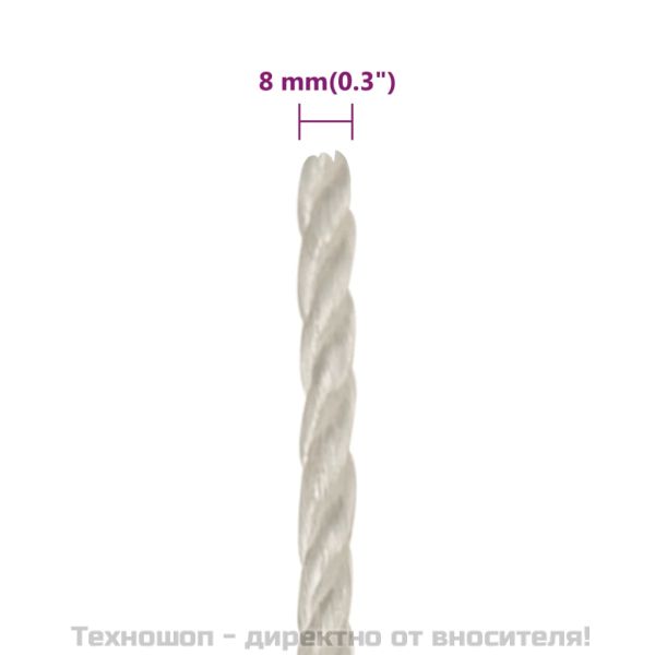 Работно въже бяло 8 мм 25 м полипропилен