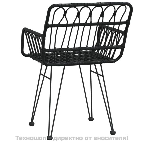 Градински столове 2 бр с подлакътник черни 56x64x80 см PE ратан