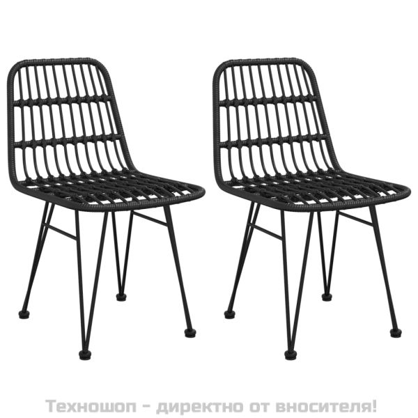 Градински столове, 2 бр, черни, 48x62x84 см, PE ратан