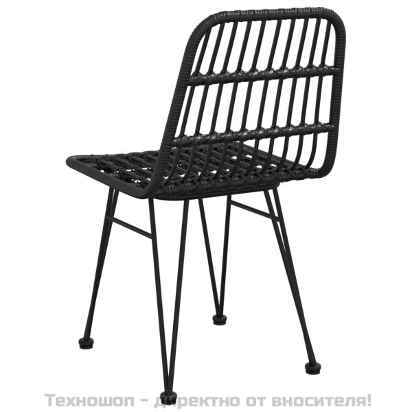 Градински столове, 2 бр, черни, 48x62x84 см, PE ратан