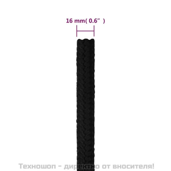 Работно въже черно 16 мм 100 м полиестер