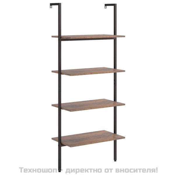 Етажерка стълба с 4 рафта тъмнокафяво и черно 64x35x152,5 см
