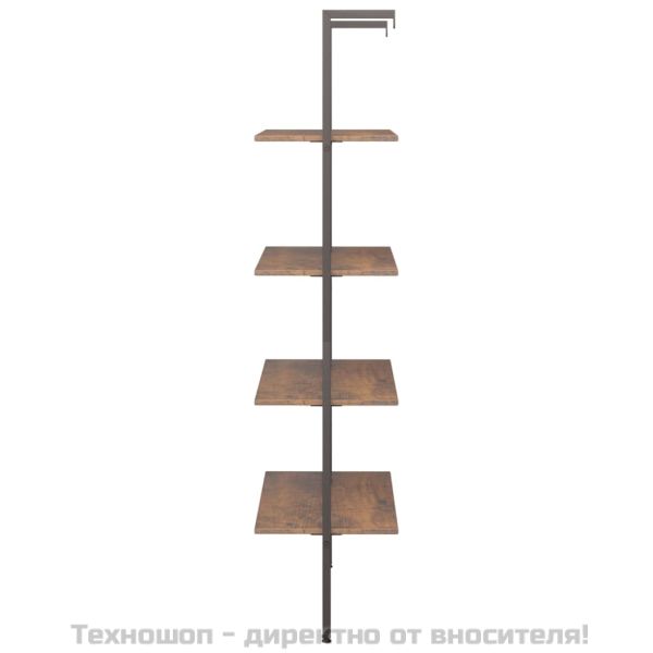 Етажерка стълба с 4 рафта тъмнокафяво и черно 64x35x152,5 см