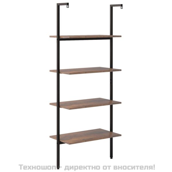 Етажерка стълба с 4 рафта тъмнокафяво и черно 64x35x152,5 см