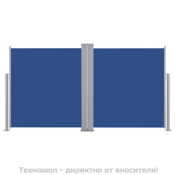 Прибираща се странична тента, синя, 140x600 см