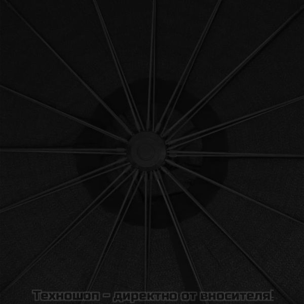 Окачен чадър, черен, 3 м, алуминиев прът