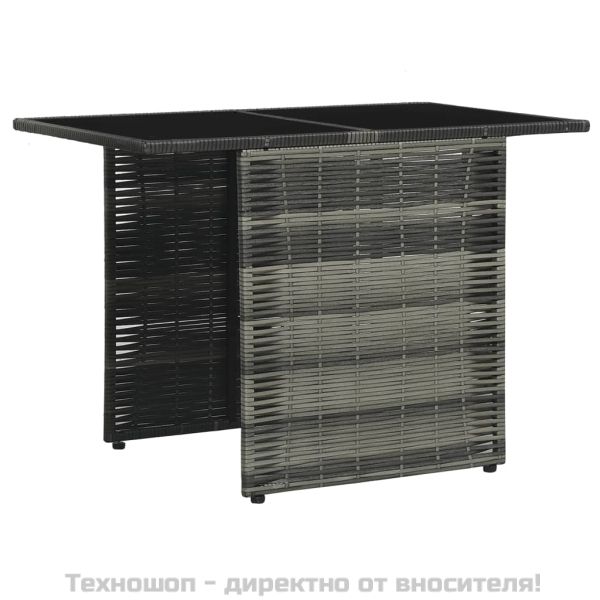 Бистро комплект, 3 части, с възглавници, полиратан, сив