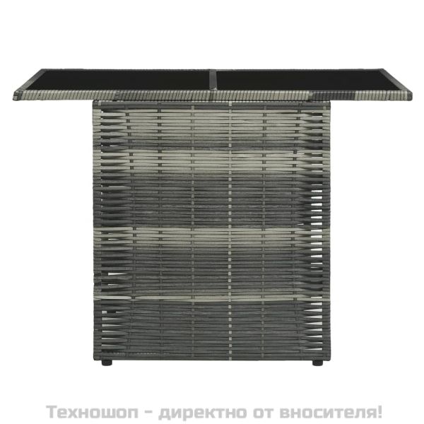 Бистро комплект, 3 части, с възглавници, полиратан, сив