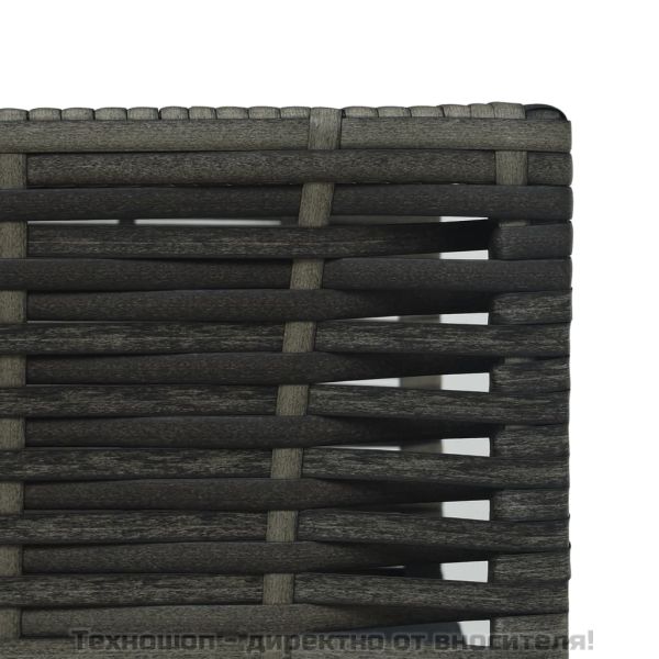 Бистро комплект, 3 части, с възглавници, полиратан, сив