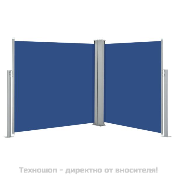 Прибираща се странична тента, синя, 100x600 см