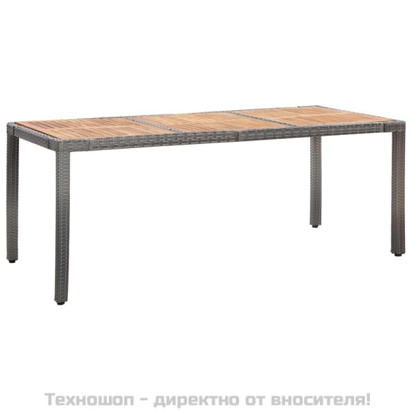 Градински комплект с възглавници, 9 части, полиратан, сив