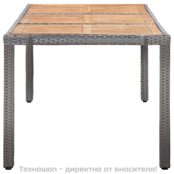 Градински комплект с възглавници, 9 части, полиратан, сив