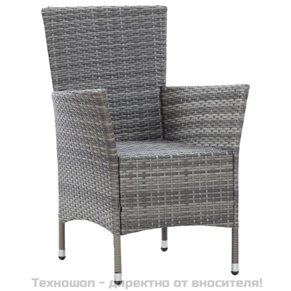 Градински комплект с възглавници, 9 части, полиратан, сив