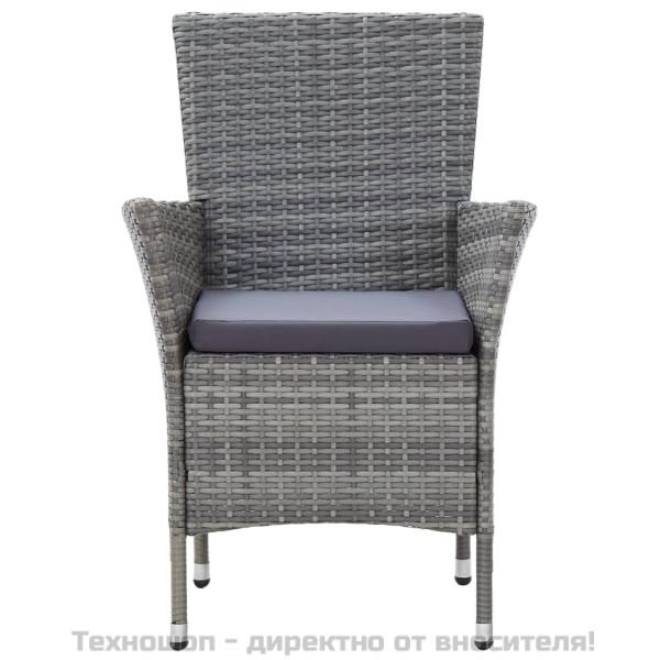 Градински комплект с възглавници, 9 части, полиратан, сив