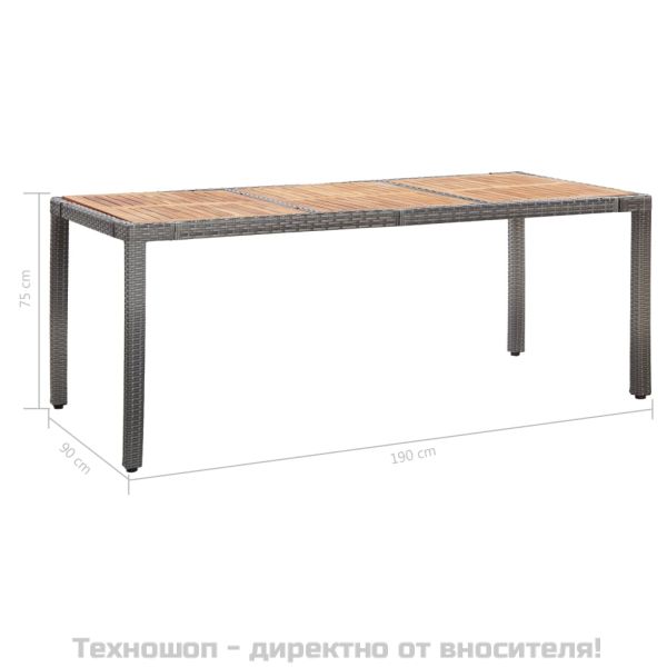 Градински комплект с възглавници, 9 части, полиратан, сив