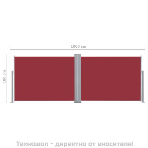 Прибираща се странична тента, червена, 100x1000 см