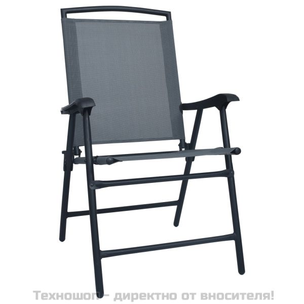 Сгъваеми градински столове, 2 бр, textilene, сиви