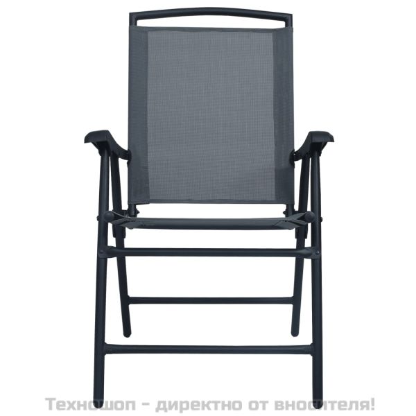 Сгъваеми градински столове, 2 бр, textilene, сиви