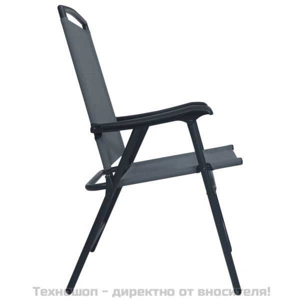 Сгъваеми градински столове, 2 бр, textilene, сиви