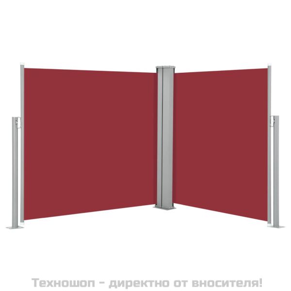 Прибираща се странична тента, червена, 100x600 см