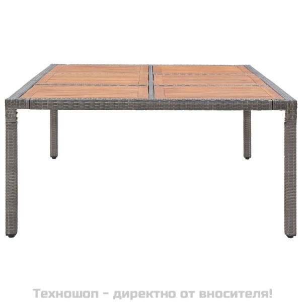 Градинска маса сива 200x150x74 см полиратан и акациево дърво