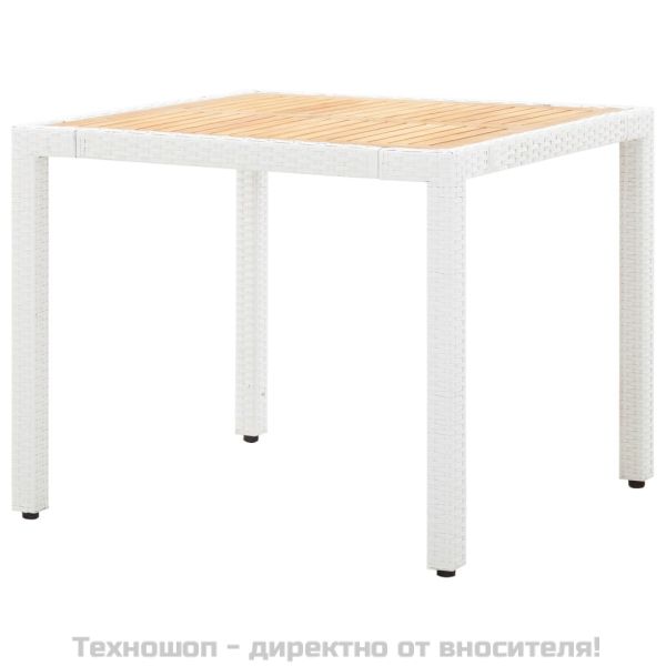 Градински трапезен комплект, 5 части, полиратан, бял