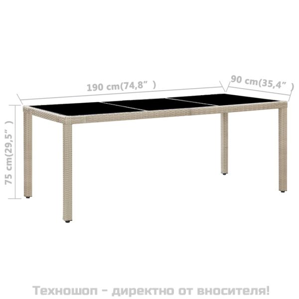 Градински комплект с възглавници, 9 части, бежов полиратан