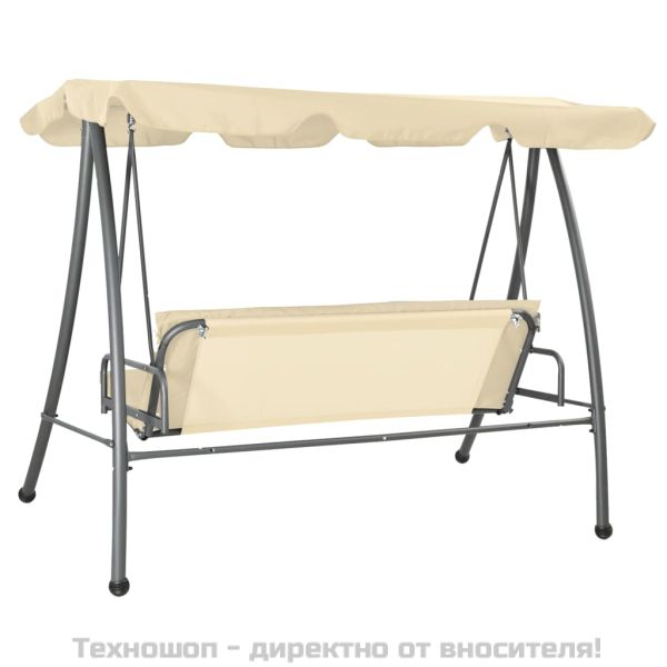 Градинска люлка със сенник, пясъчнобяла