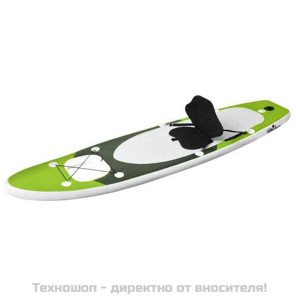 Комплект надуваем стендъп падълборд, зелен, 300x76x10 см