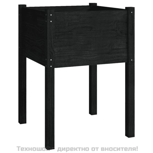 Градински сандък, черен, 50x50x70 см, бор масив