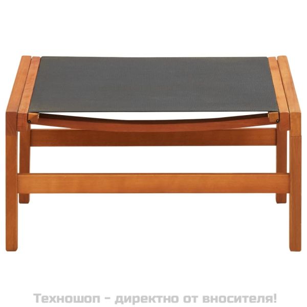 Градински стол с подложка за крака, евкалипт масив и textilene