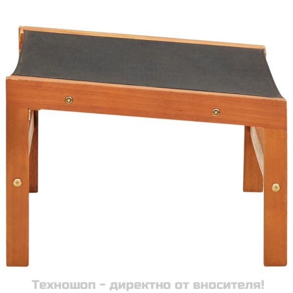 Градински стол с подложка за крака, евкалипт масив и textilene