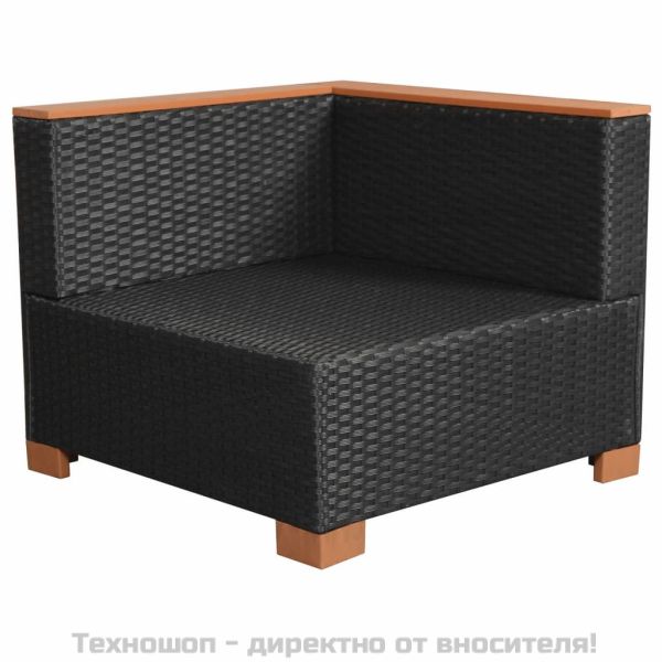 Градински диван, черен полиратан