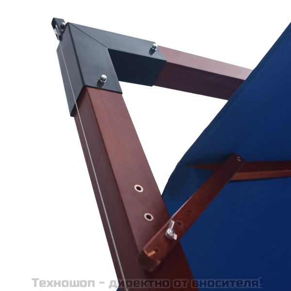 Окачен чадър с дървен прът, 400x300 см, син