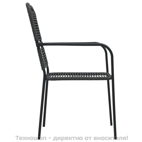 Градински трапезен комплект 7 части памучно въже стомана черен