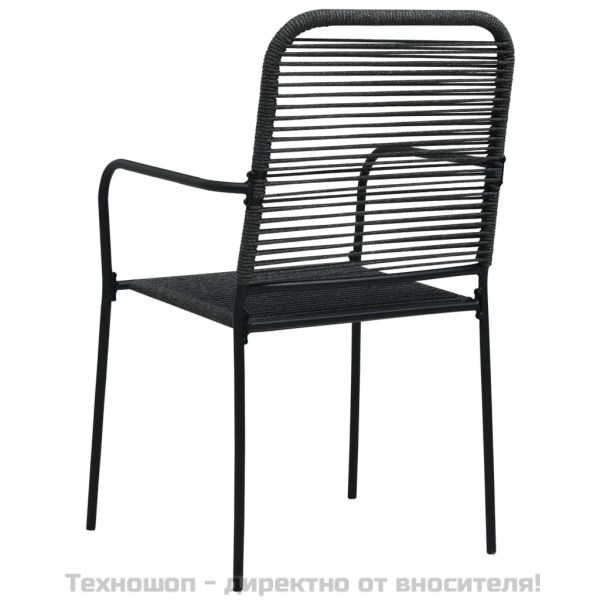 Градински трапезен комплект 7 части памучно въже стомана черен