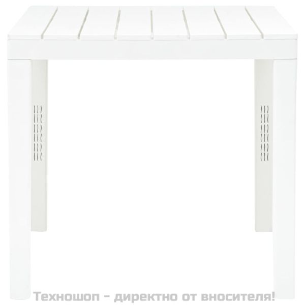 Градинска маса с 2 пейки, пластмаса, бяла