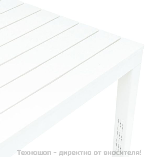 Градинска маса с 2 пейки, пластмаса, бяла