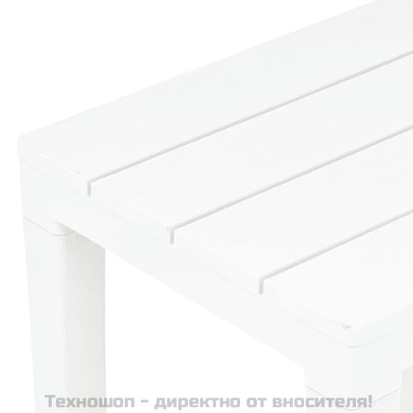 Градинска маса с 2 пейки, пластмаса, бяла