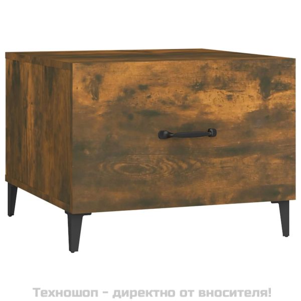 Кафе маси с метални крака 2 бр опушен дъб 50x50x40 см