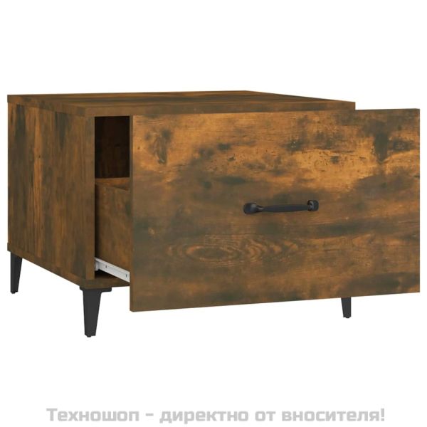 Кафе маси с метални крака 2 бр опушен дъб 50x50x40 см