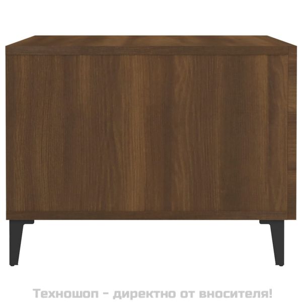 Кафе маси с метални крака 2 бр кафяв дъб 50x50x40 см