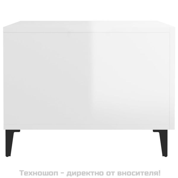 Маса за кафе с метални крака 2 бр Бял гланц 50x50x40 см
