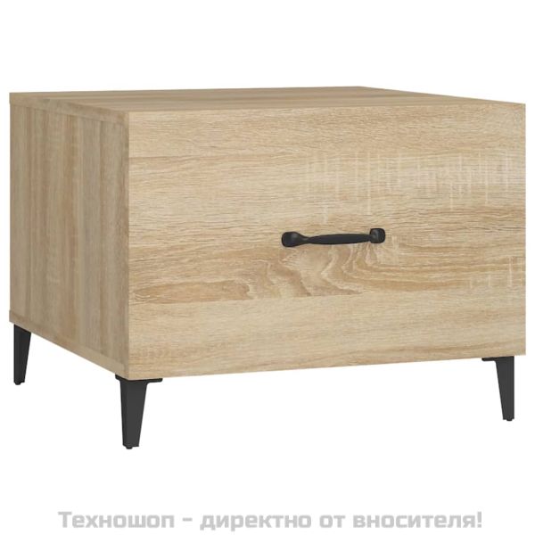 Маса за кафе с метални крака 2 бр Дъб сонома 50x50x40 см