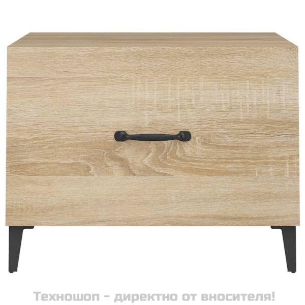 Маса за кафе с метални крака 2 бр Дъб сонома 50x50x40 см