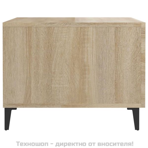 Маса за кафе с метални крака 2 бр Дъб сонома 50x50x40 см